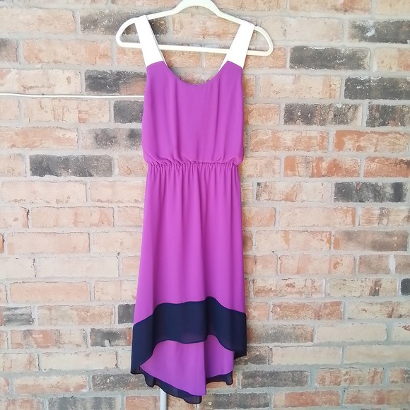 Jessica Simpson Sleeveless Dress Size 6 Fuchsia w/ High Low Hem Criss Cross Back - Picture 8 of 16